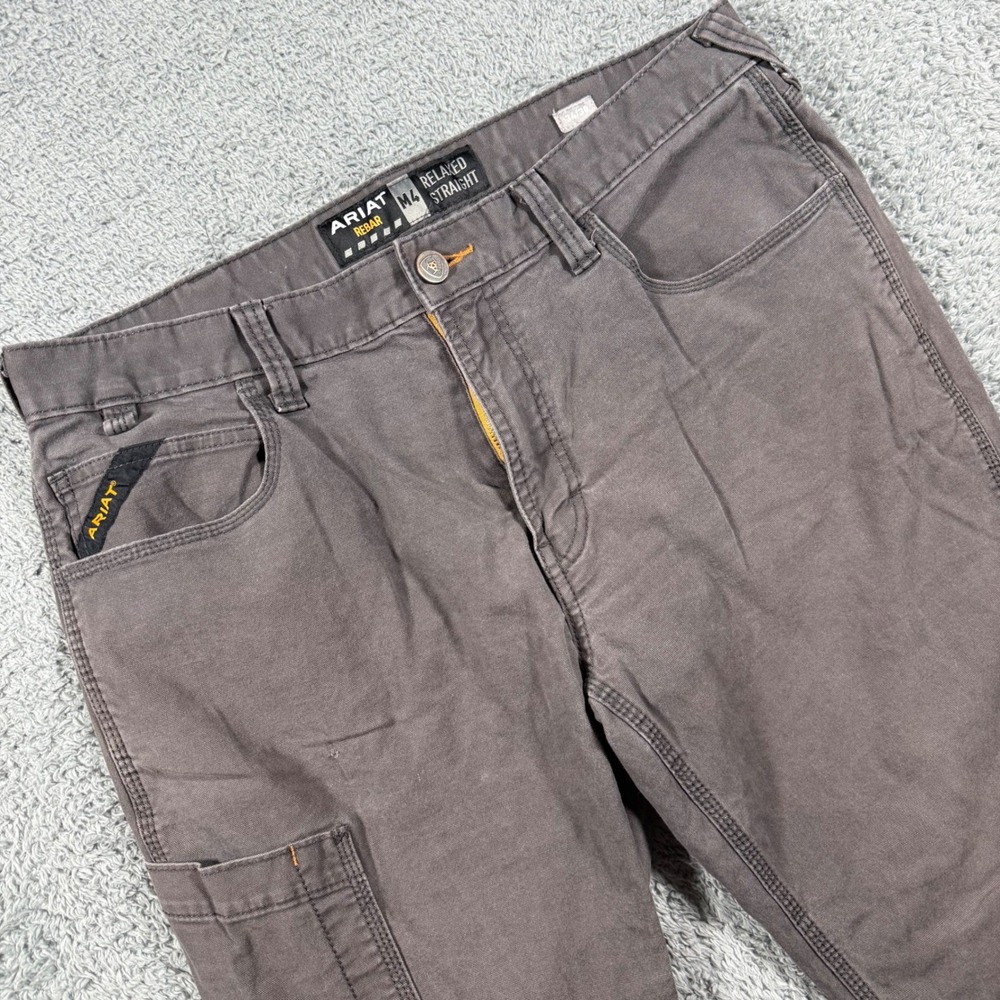 Ariat Rebar M4 Work Pants Mens 34x30 Grey Relaxed Straight Utility Canvas